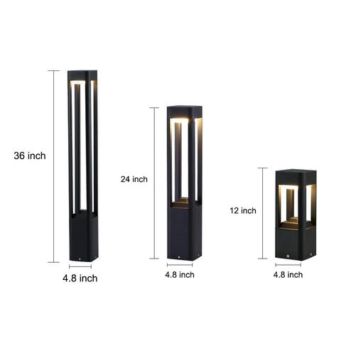 Hollow Aluminum LED Waterproof Black Modern Outdoor Light Post Lamp Landscape Lighting - Dazuma