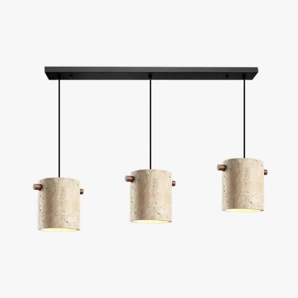 Wabi-Sabi Travertine Cylinder Pendant Light