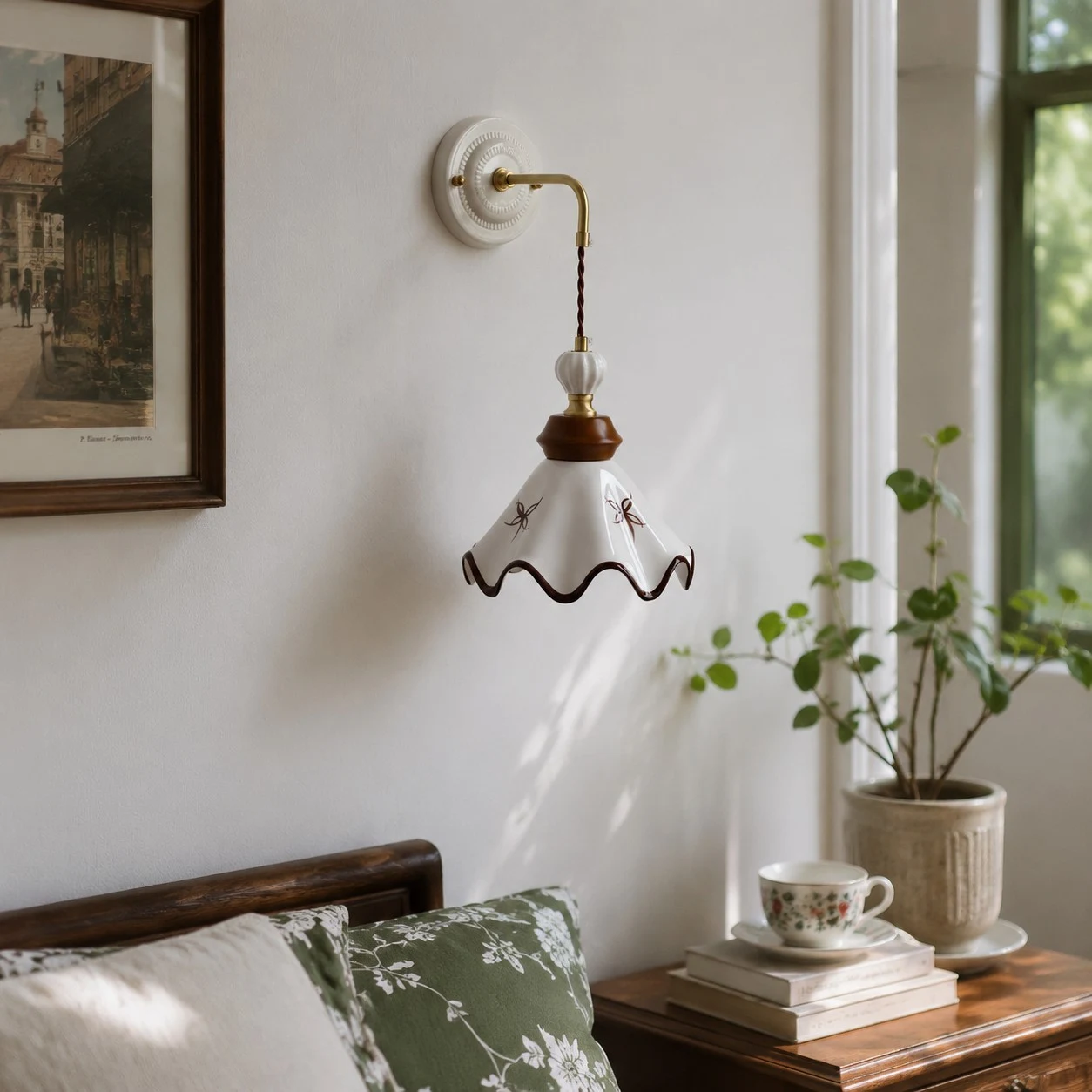 reading corner wall lamp scene