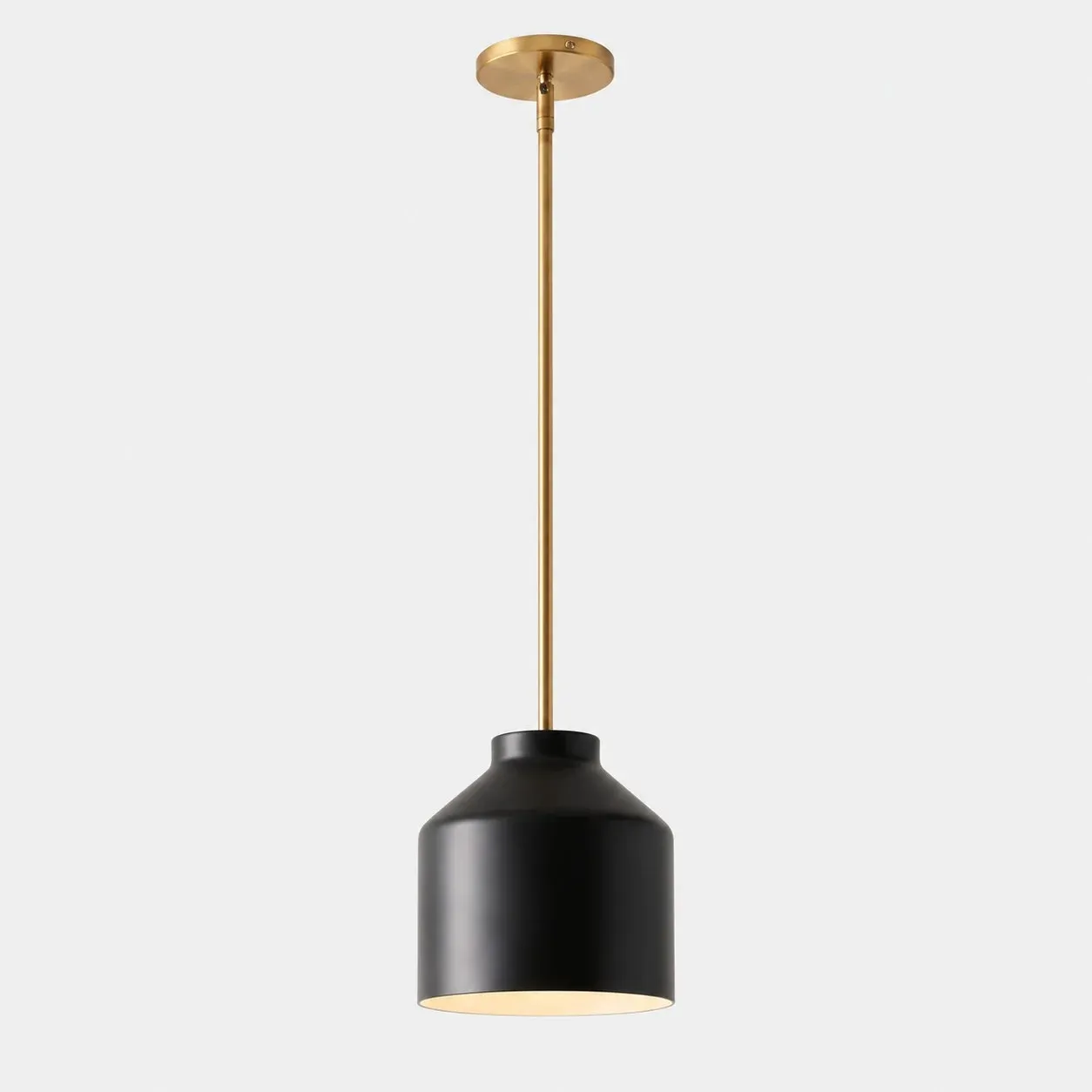 7.5 inch powder coated dark bronze pendant with antique brass stem