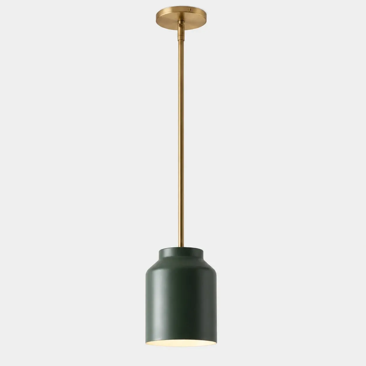 10.75 inch powder coated dark olive pendant with antique brass stem