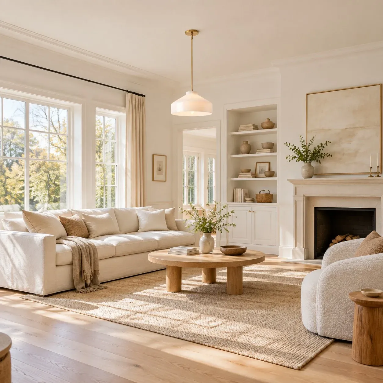 Ivory pendant in a living room
