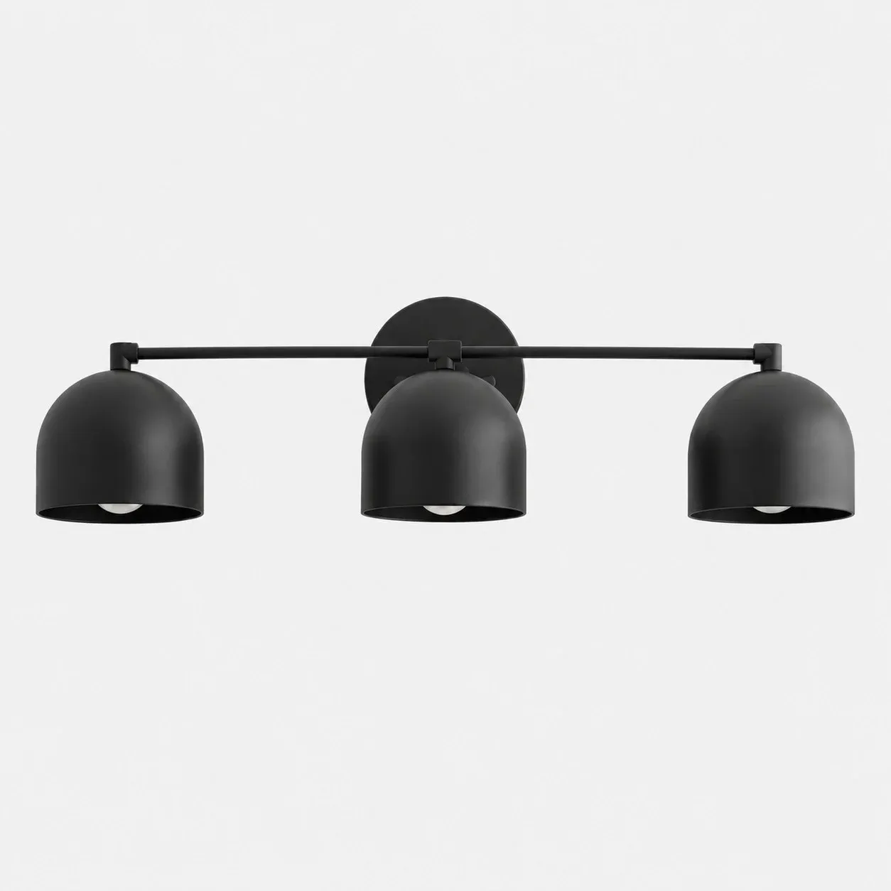 Three-light black shade with matte black arm