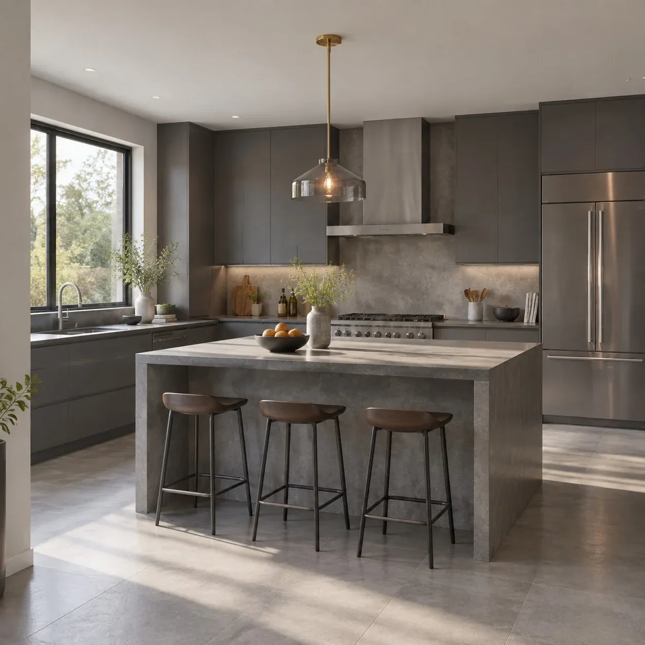 Matte pendant over a kitchen island