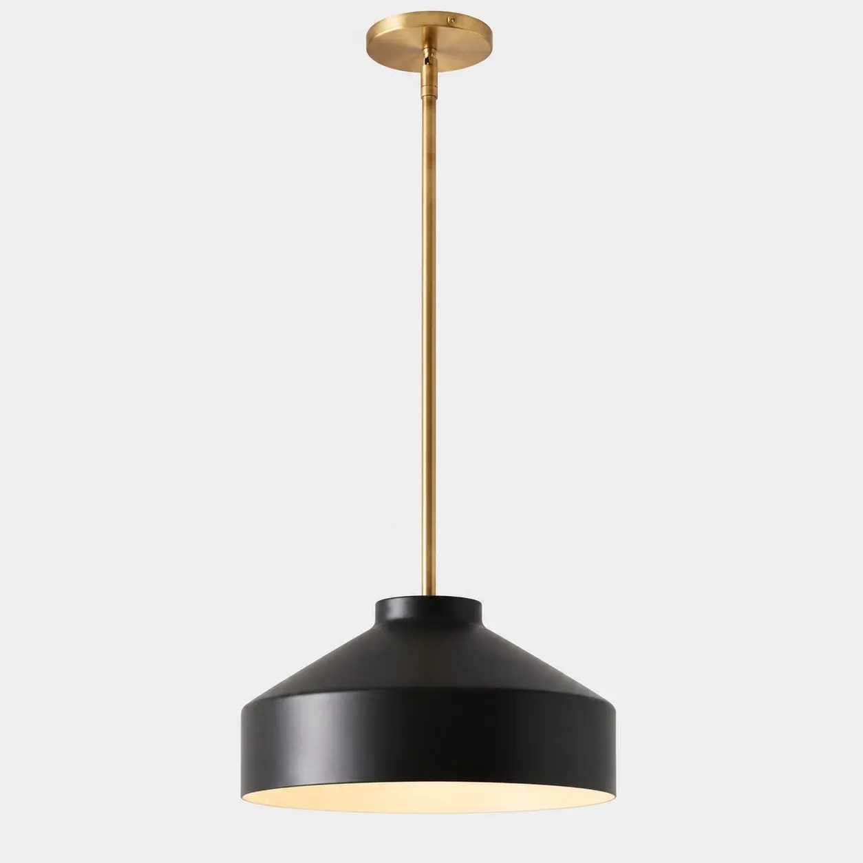 16 inch powder coated dark bronze bowl pendant with antique brass stem