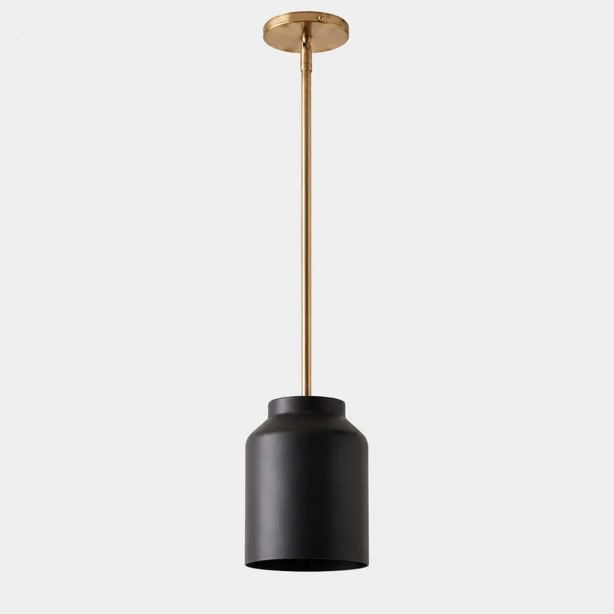 10.75 inch powder coated dark bronze pendant with antique brass stem