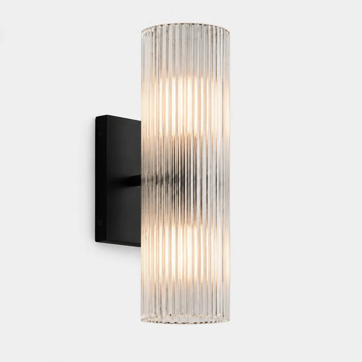 Bronze finish with ribbed glass tube