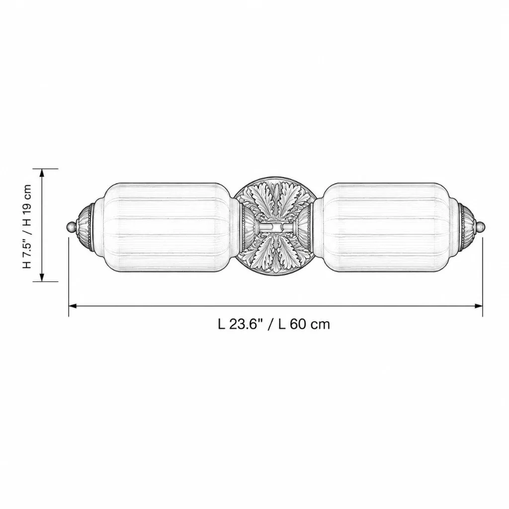 Fixture dimensions 7.5 inches high and 23.6 inches wide