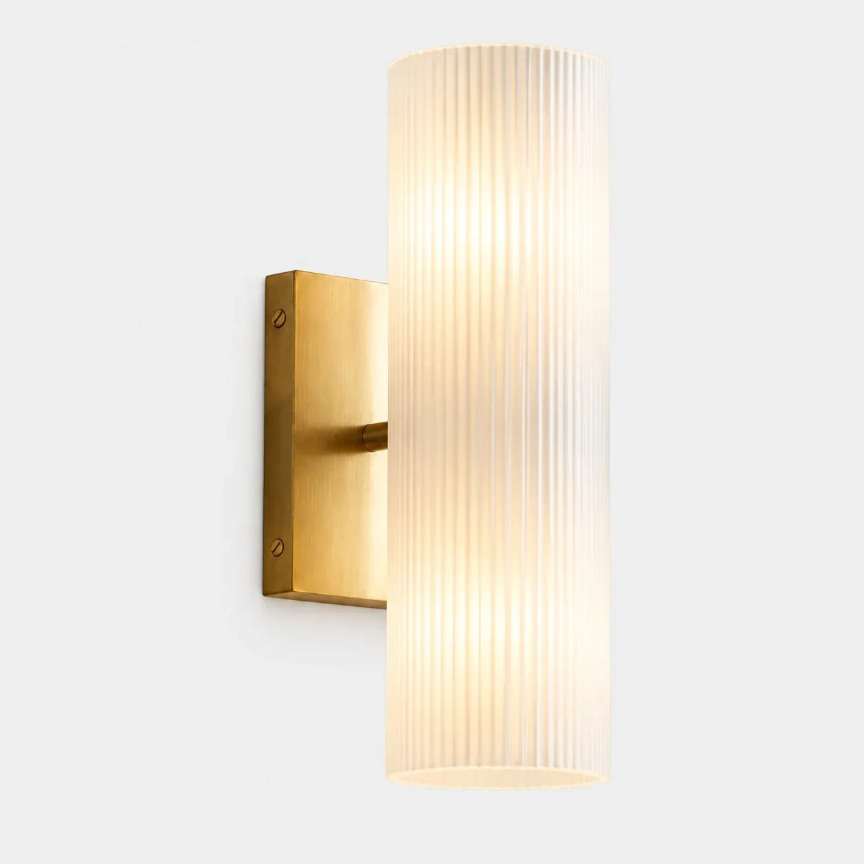 Brass finish with frosted glass tube