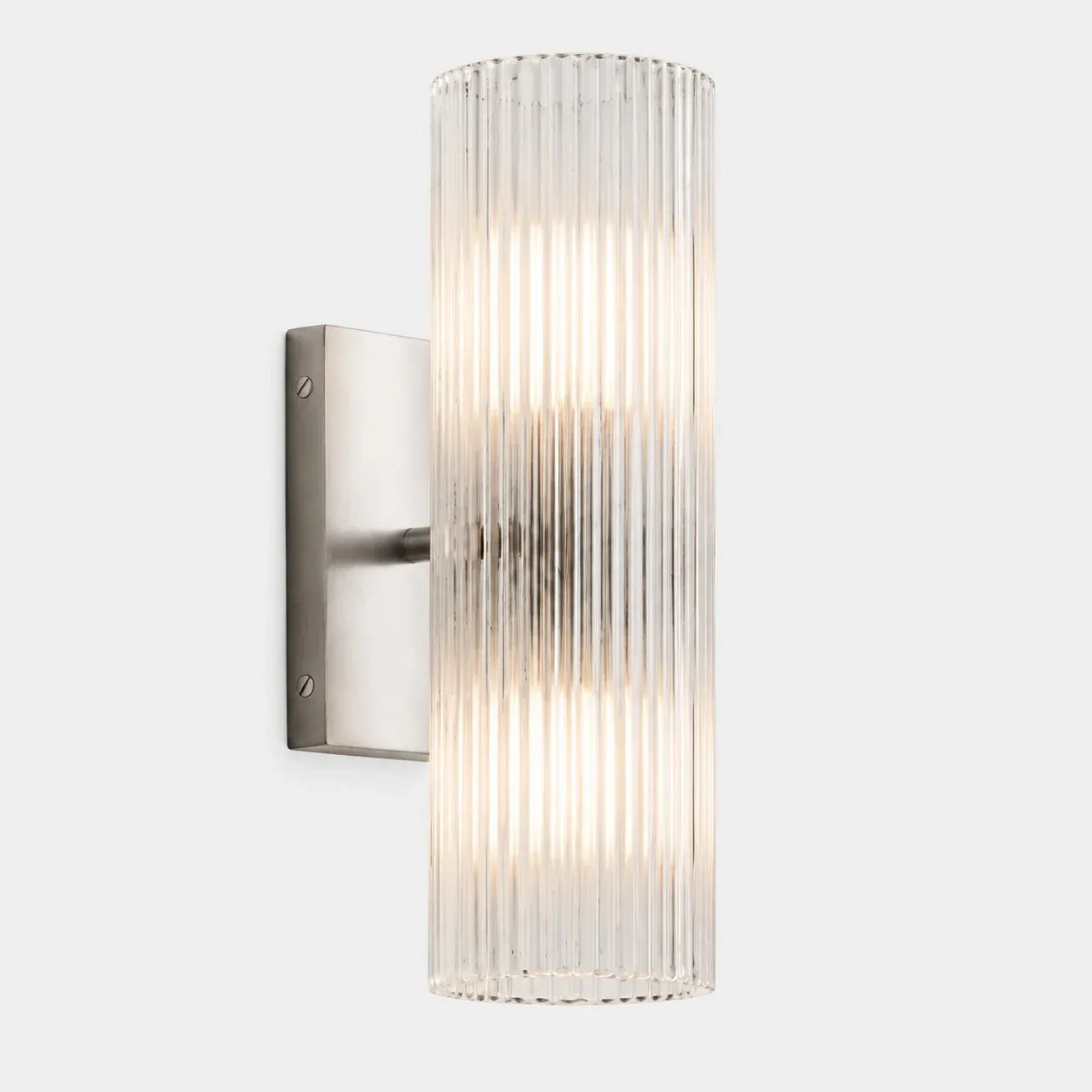 Chrome finish with ribbed glass tube