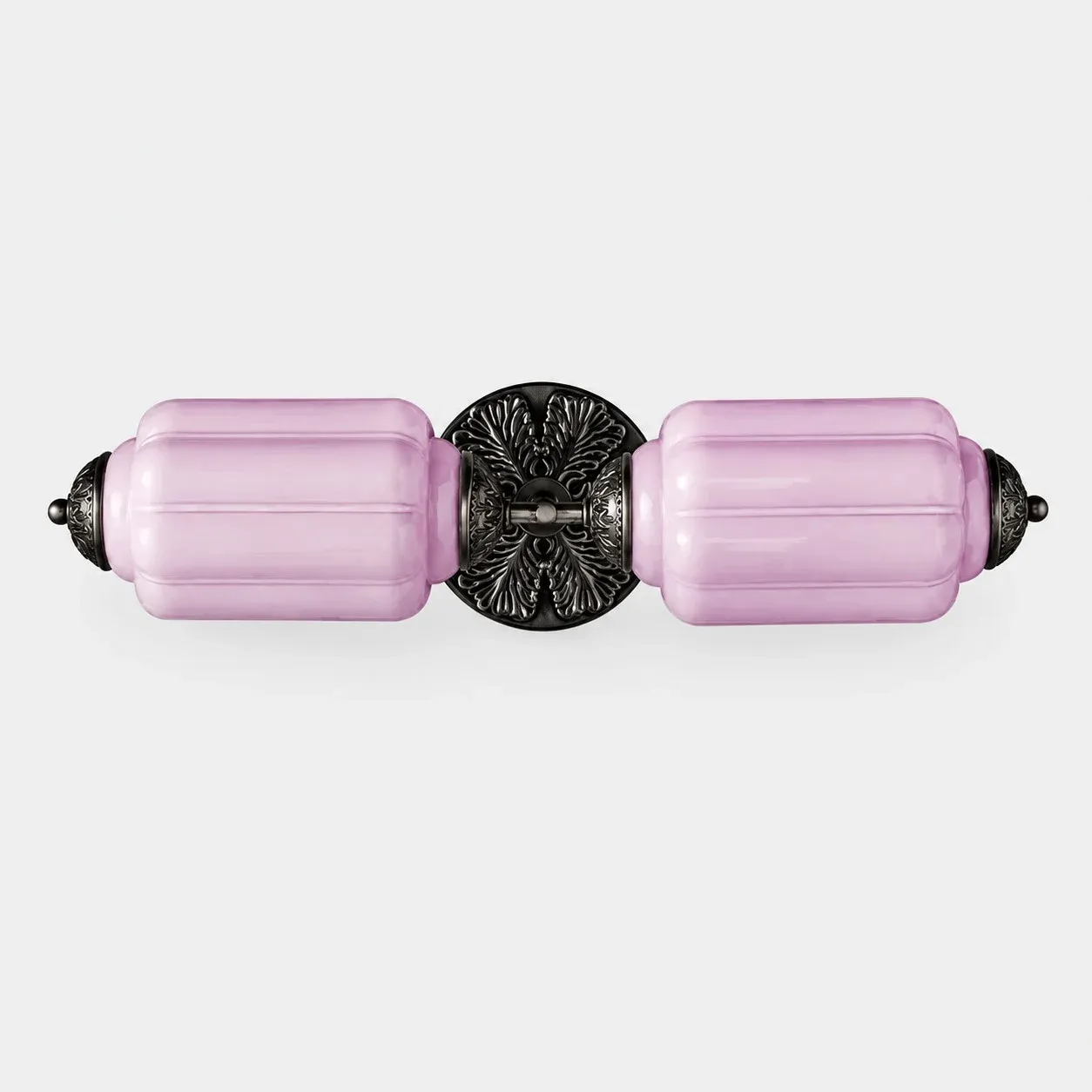 Lavender scallop glass vanity light with black finish