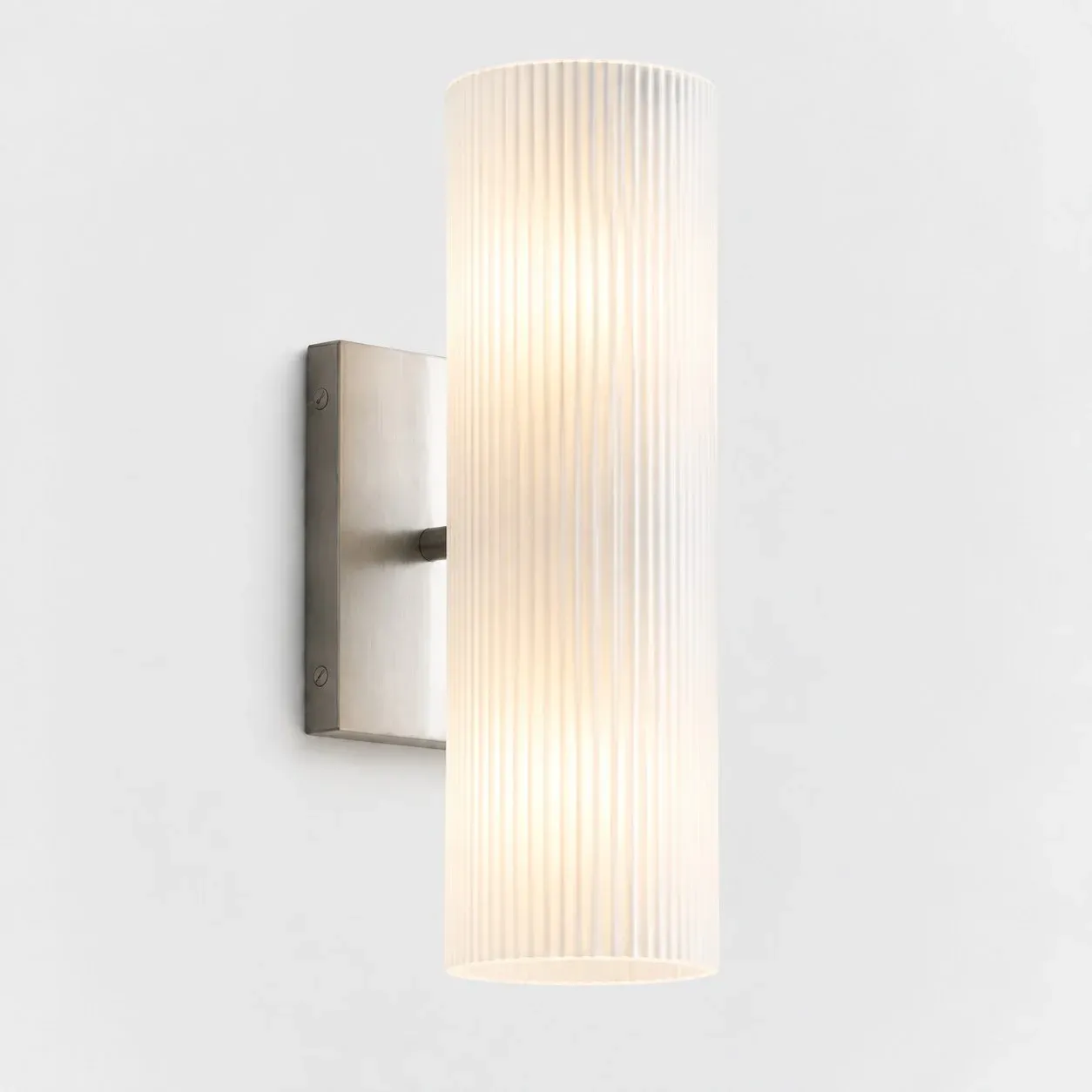 Chrome finish with frosted glass tube