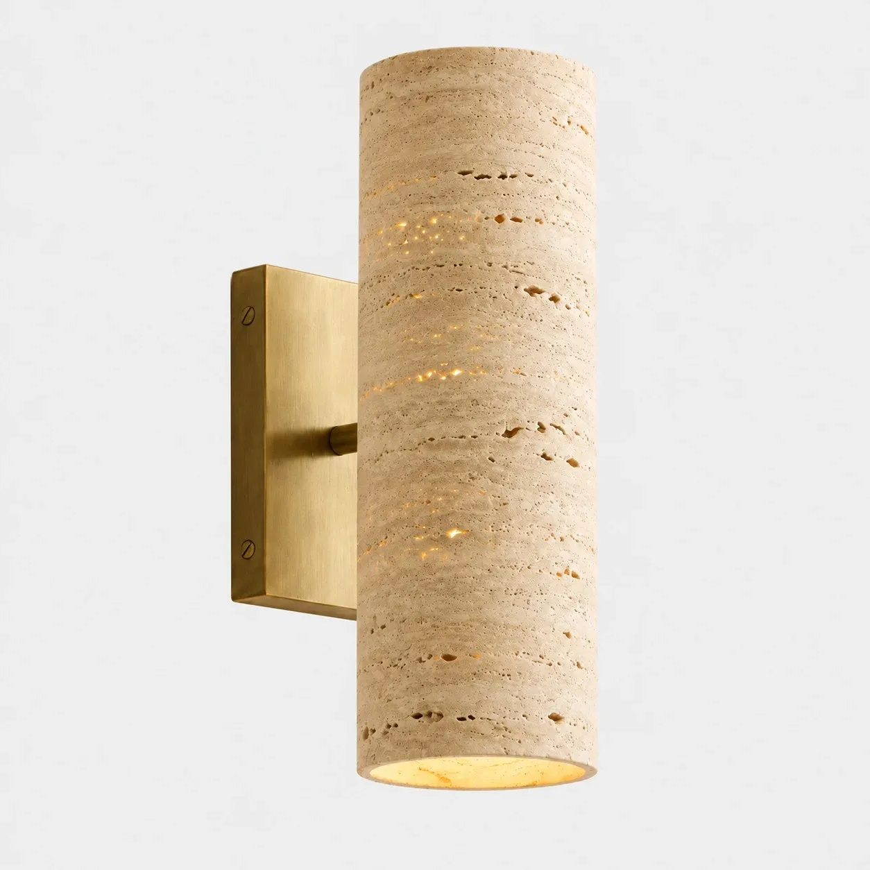 Brass finish with travertine tube