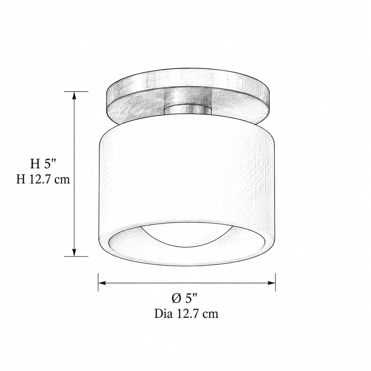 5 inch porcelain flush mount dimension drawing