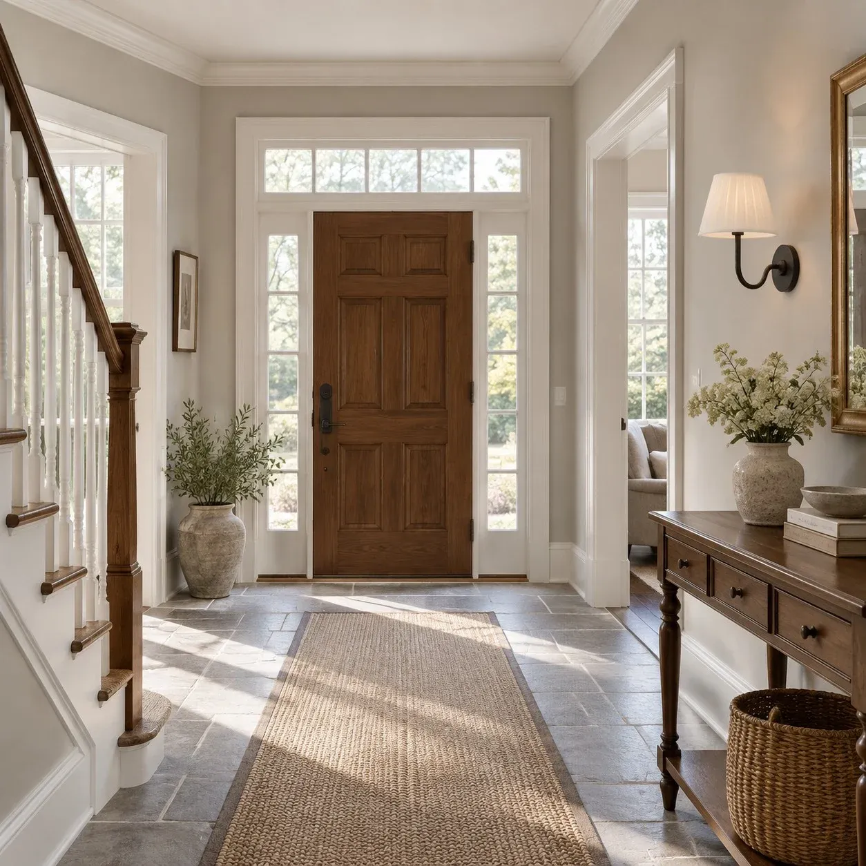 White fabric wall sconce in a bedroom in daylight
