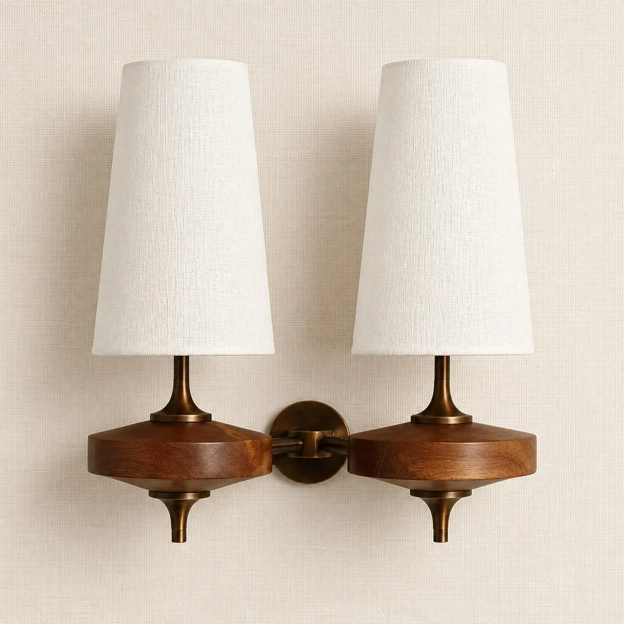 2 Heads white fabric wall sconce