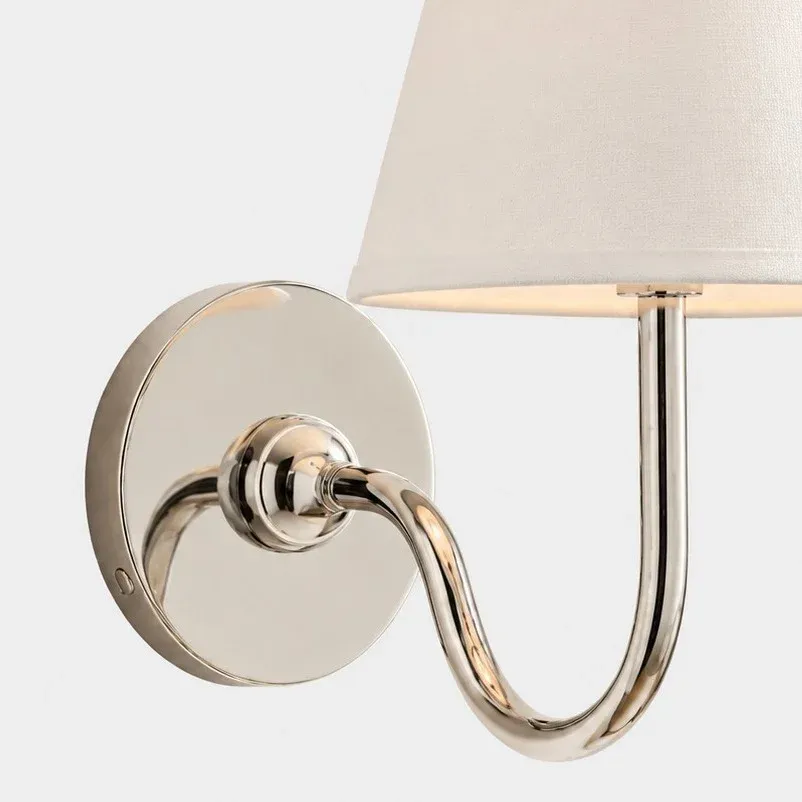 Polished chrome swan-neck arm and round backplate