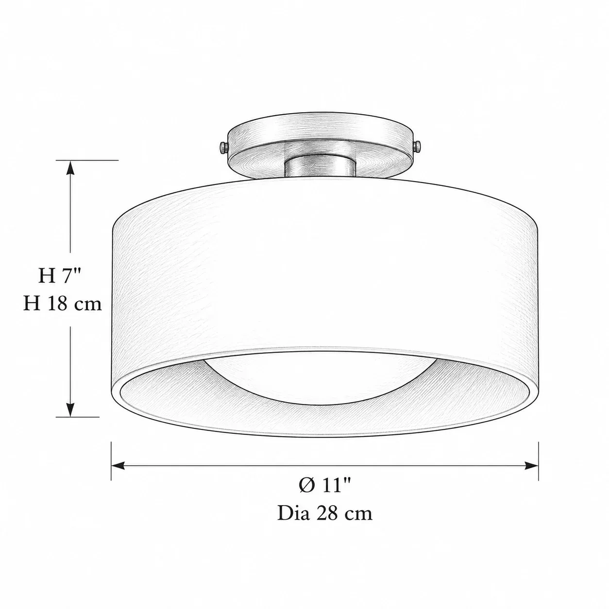 11 inch porcelain flush mount dimension drawing