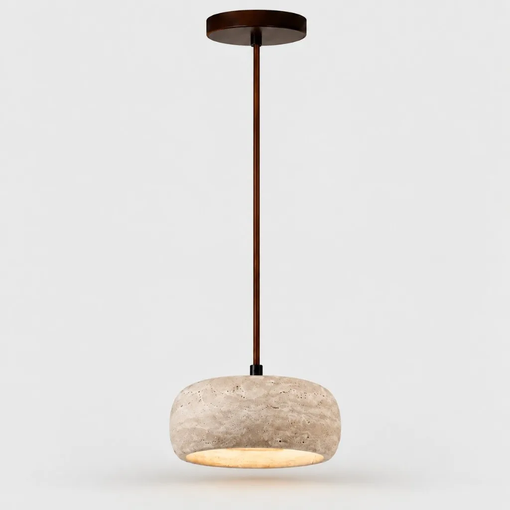 One small rounded travertine pendant