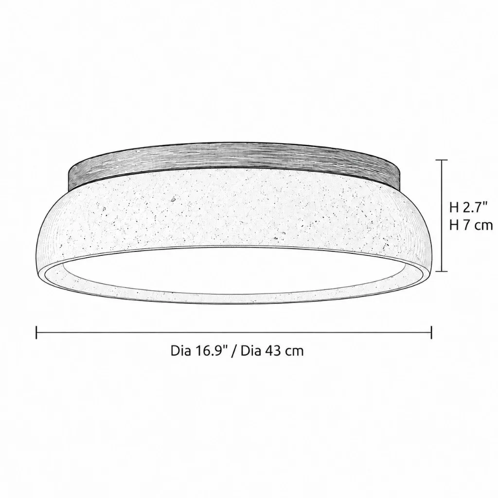 Dimension drawing, 16.9 inch diameter and 7 centimeter height