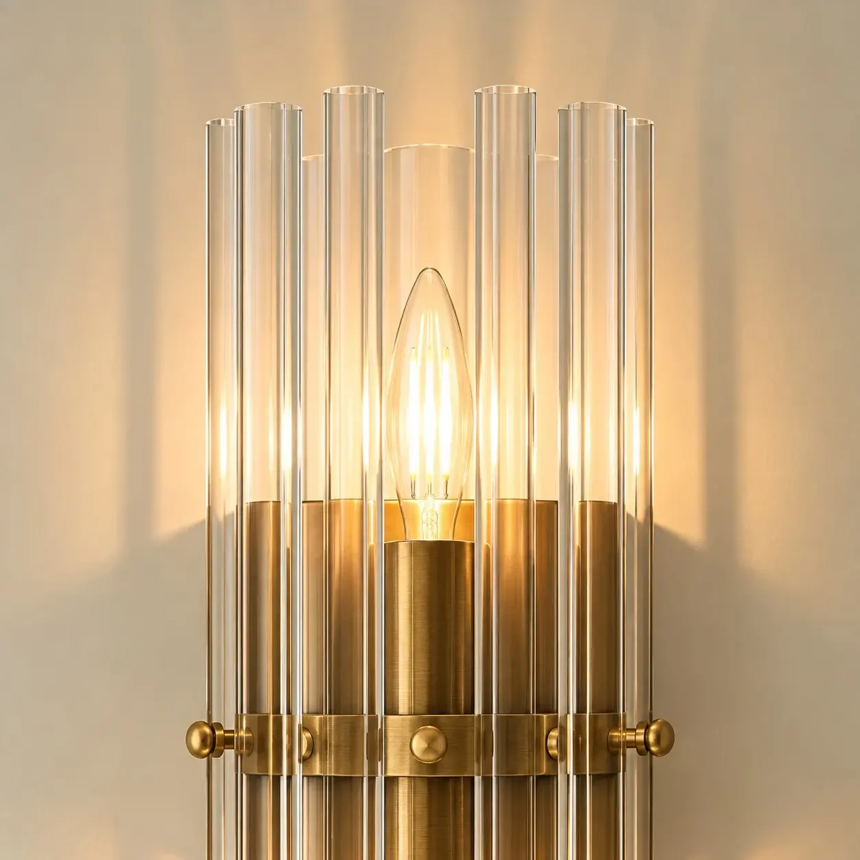 Open crystal rod ends around a candle bulb