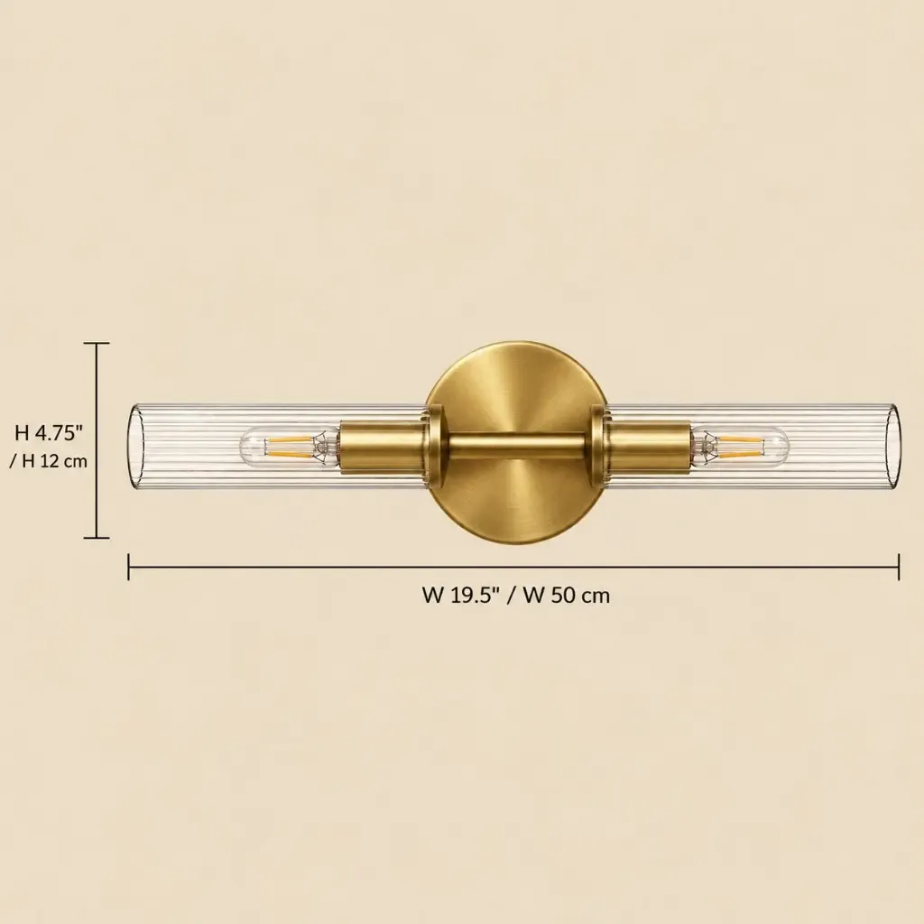 2-Light vanity bar, 19.5 inches wide and 4.75 inches high