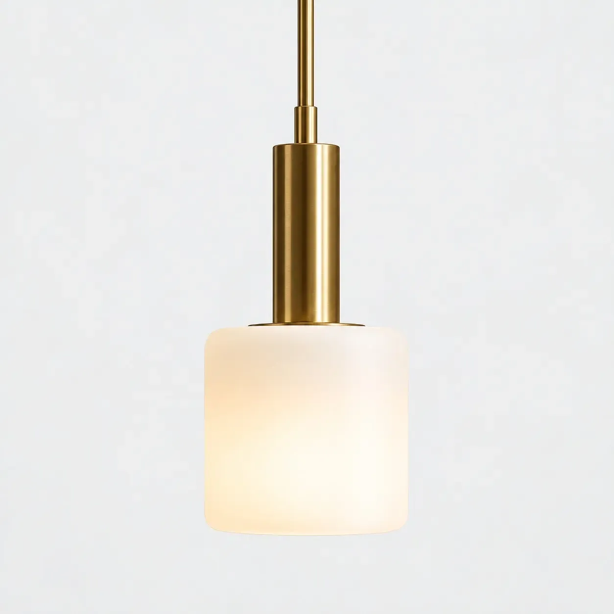 Suspension cylindrique en porcelaine blanche de 12,7 cm avec tige métallique, abat-jour lumineux