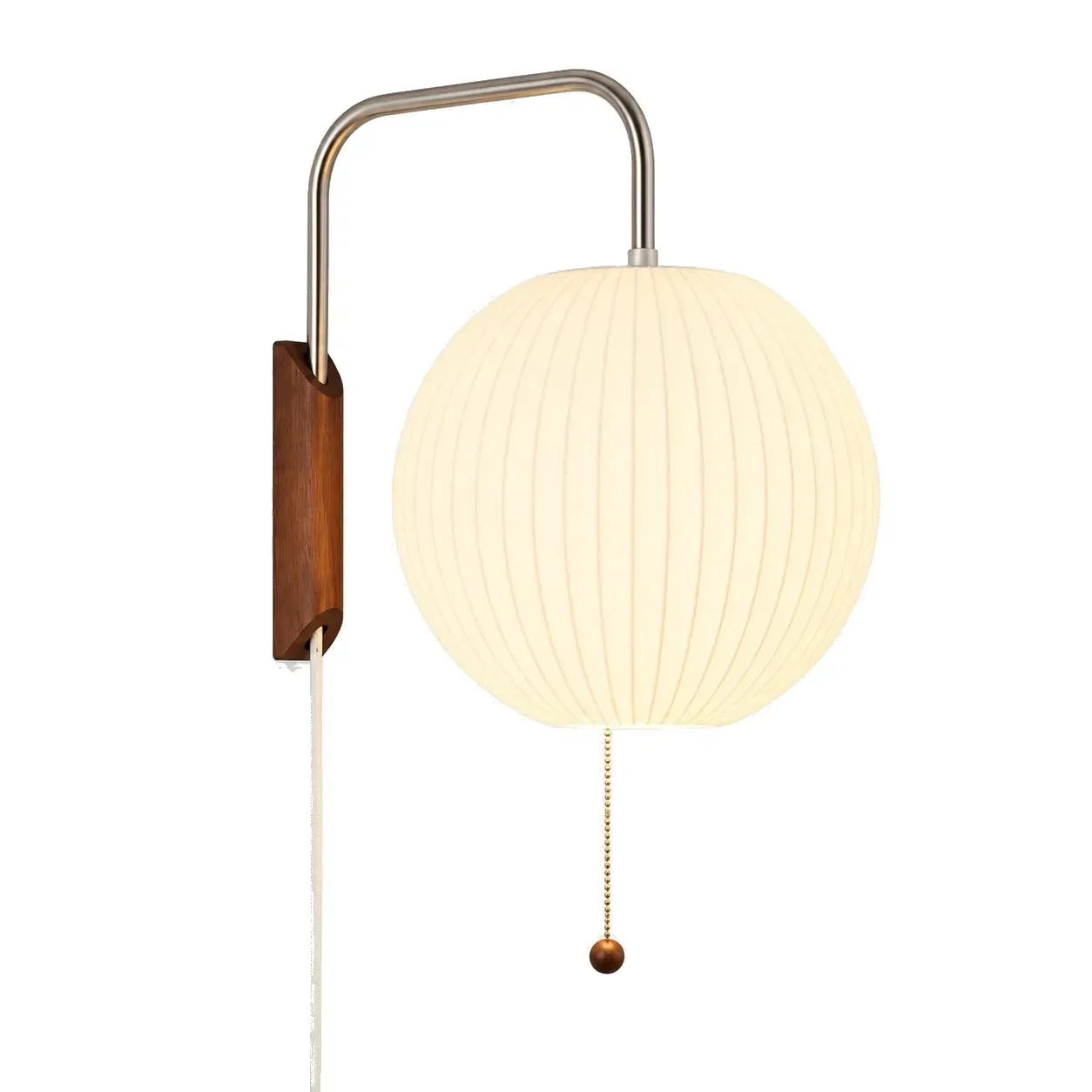 Sphere ribbed wall sconce, 30 cm across and 28 cm high