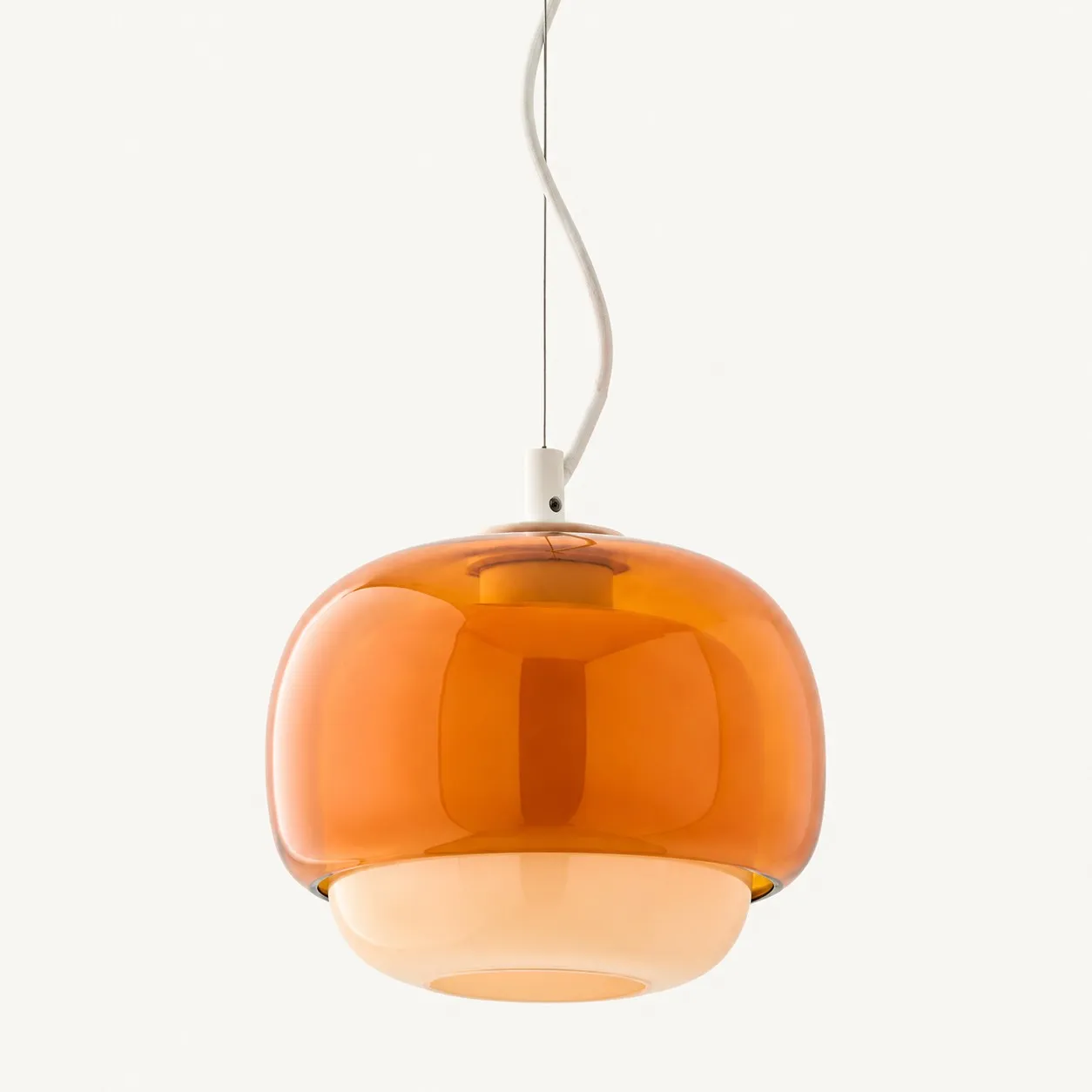 Sanae double-dome glass pendant in Orange