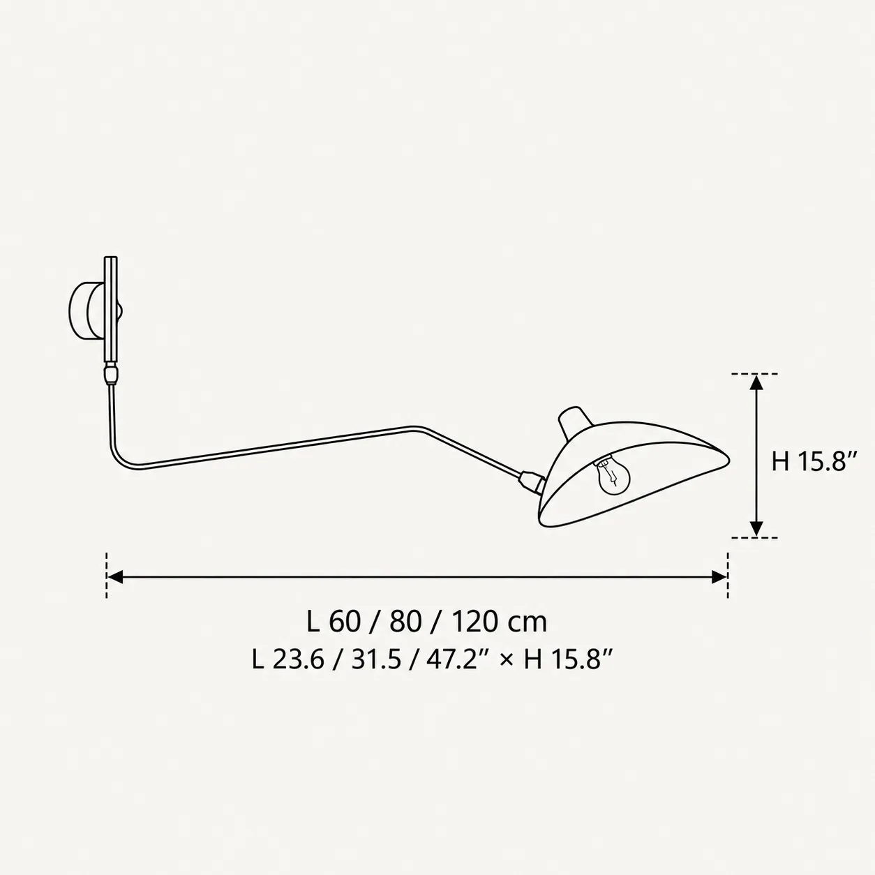 Dimension drawing for the one-light wall sconce