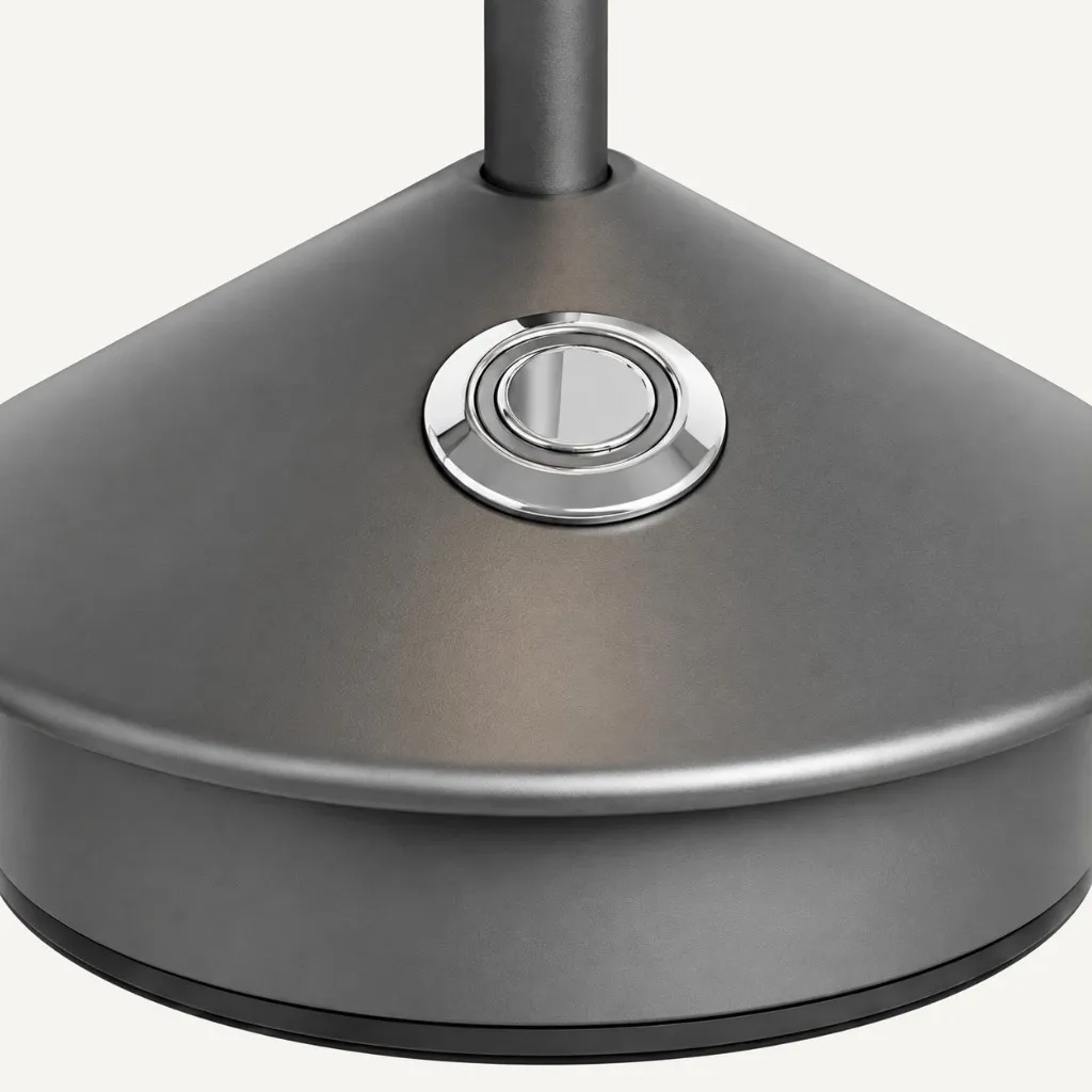 Round chrome touch control on the metal base