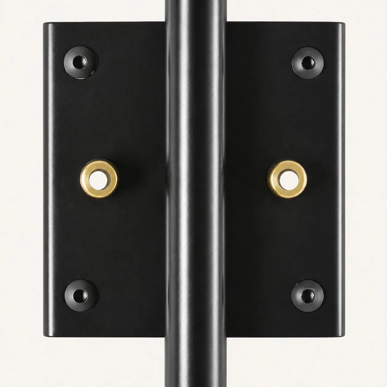 Black wall plate with brass collars