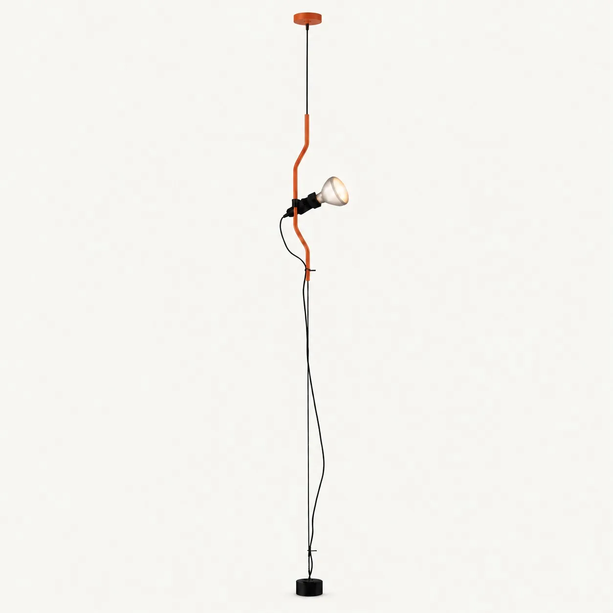 Orange ceiling-to-floor lamp with one head