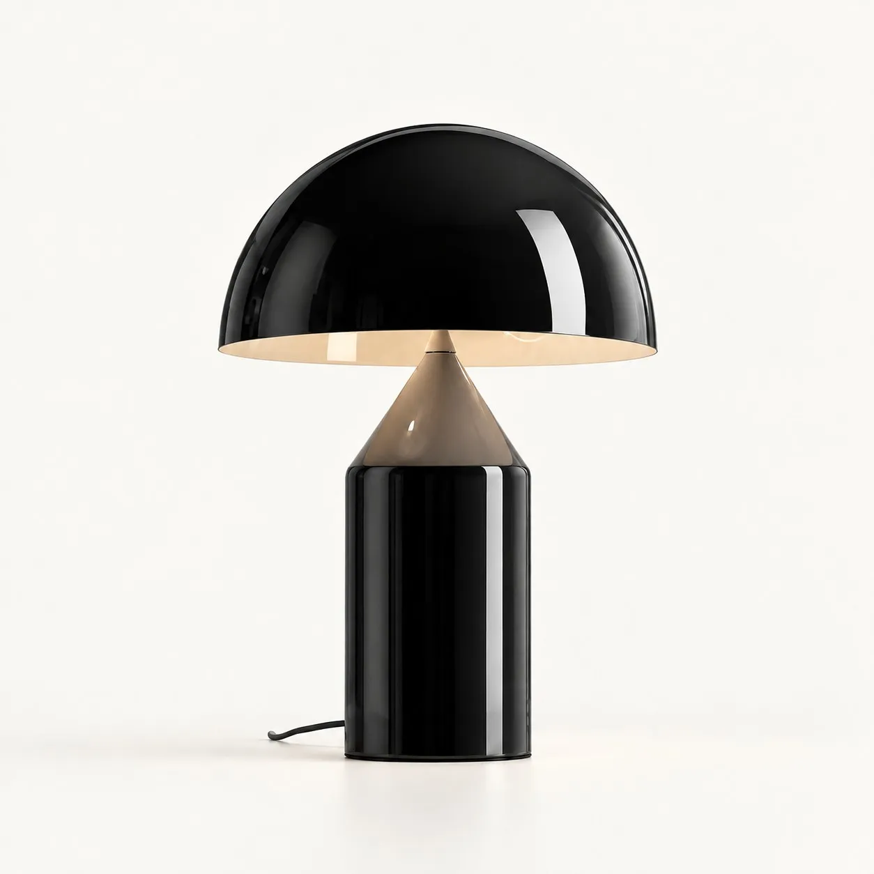 Glossy black mushroom table lamp