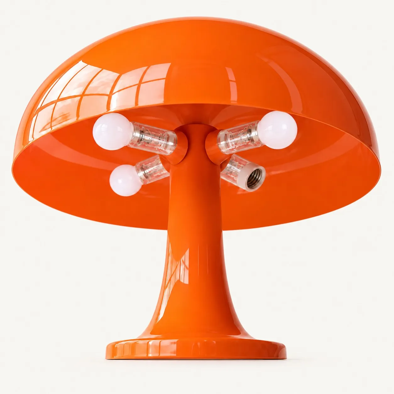 Four E14 bulbs under the orange shade