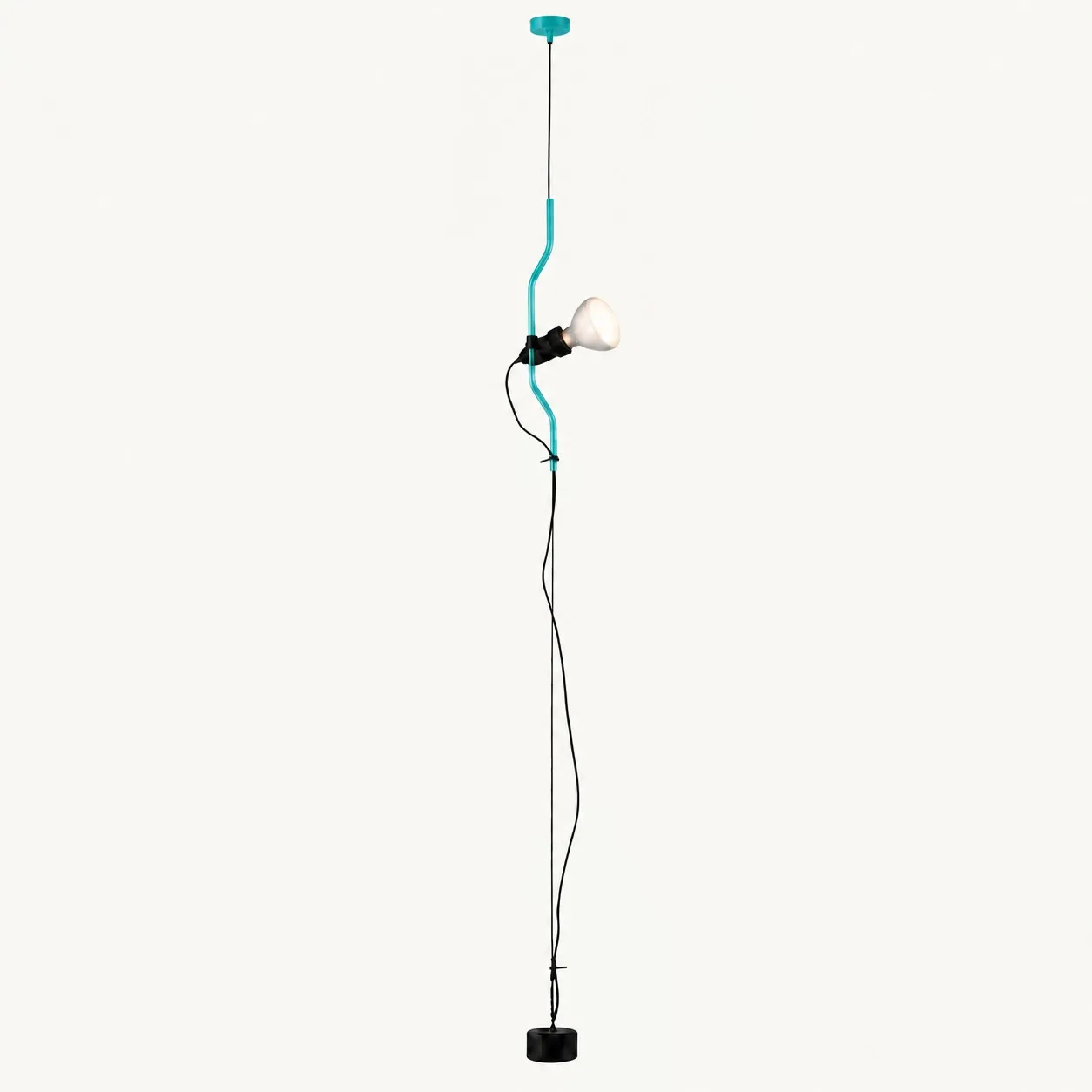 Green ceiling-to-floor lamp with one head