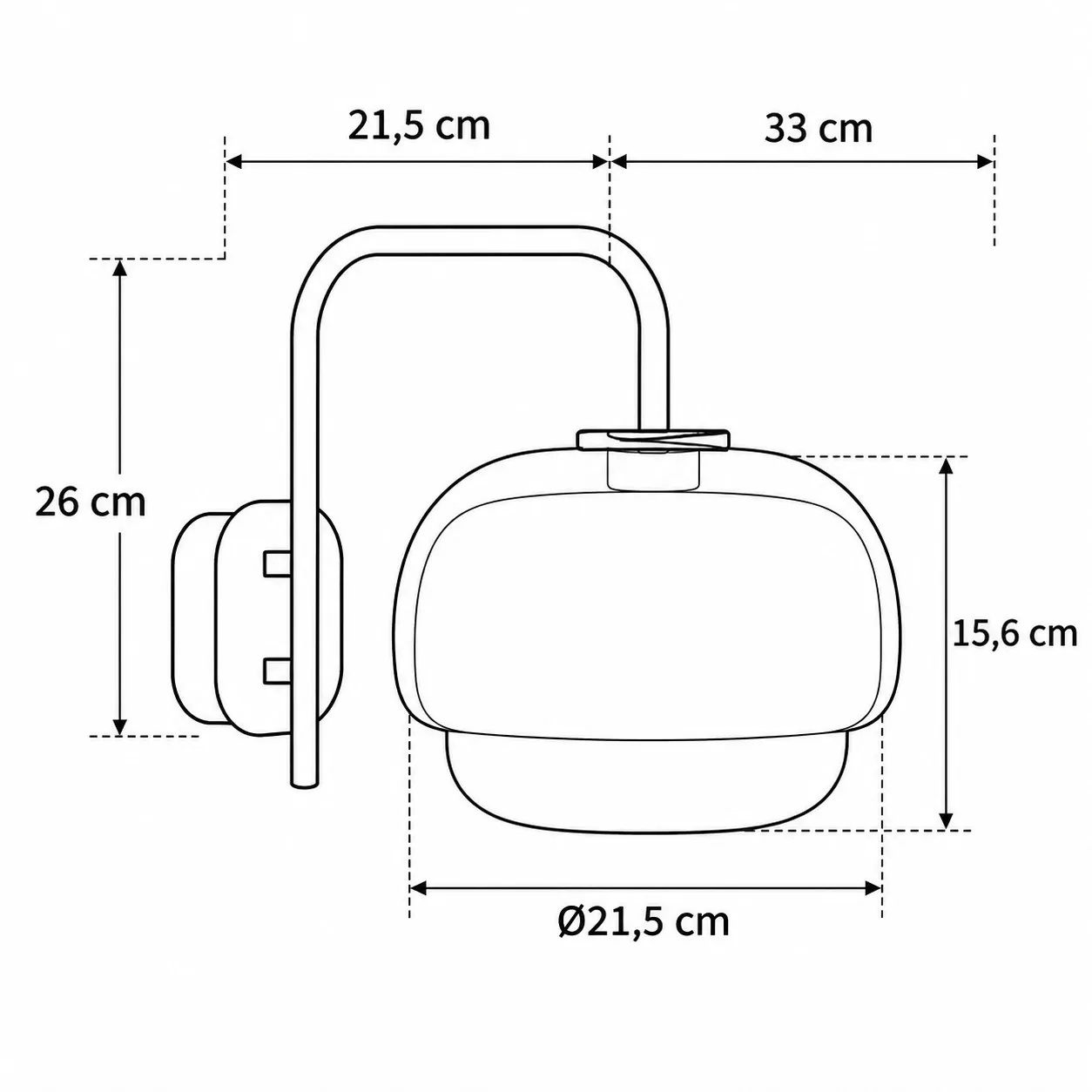 Dimension drawing of the round glass wall sconce