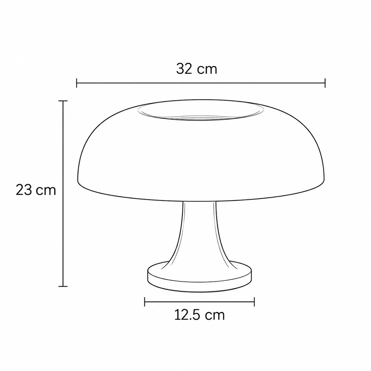 Dimension drawing of the Nico mushroom table lamp