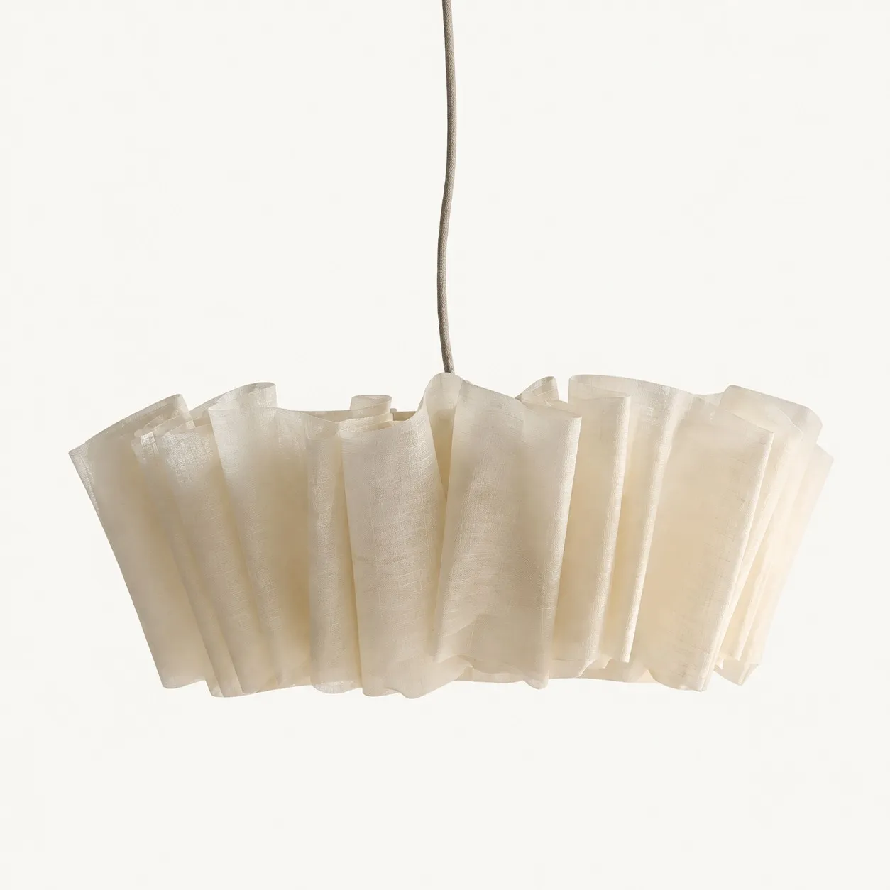 Pleated linen pendant from the side