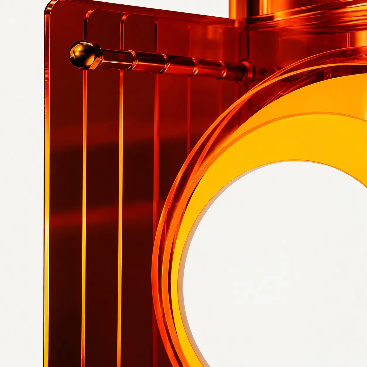 Rod at the corner of the orange acrylic sheets
