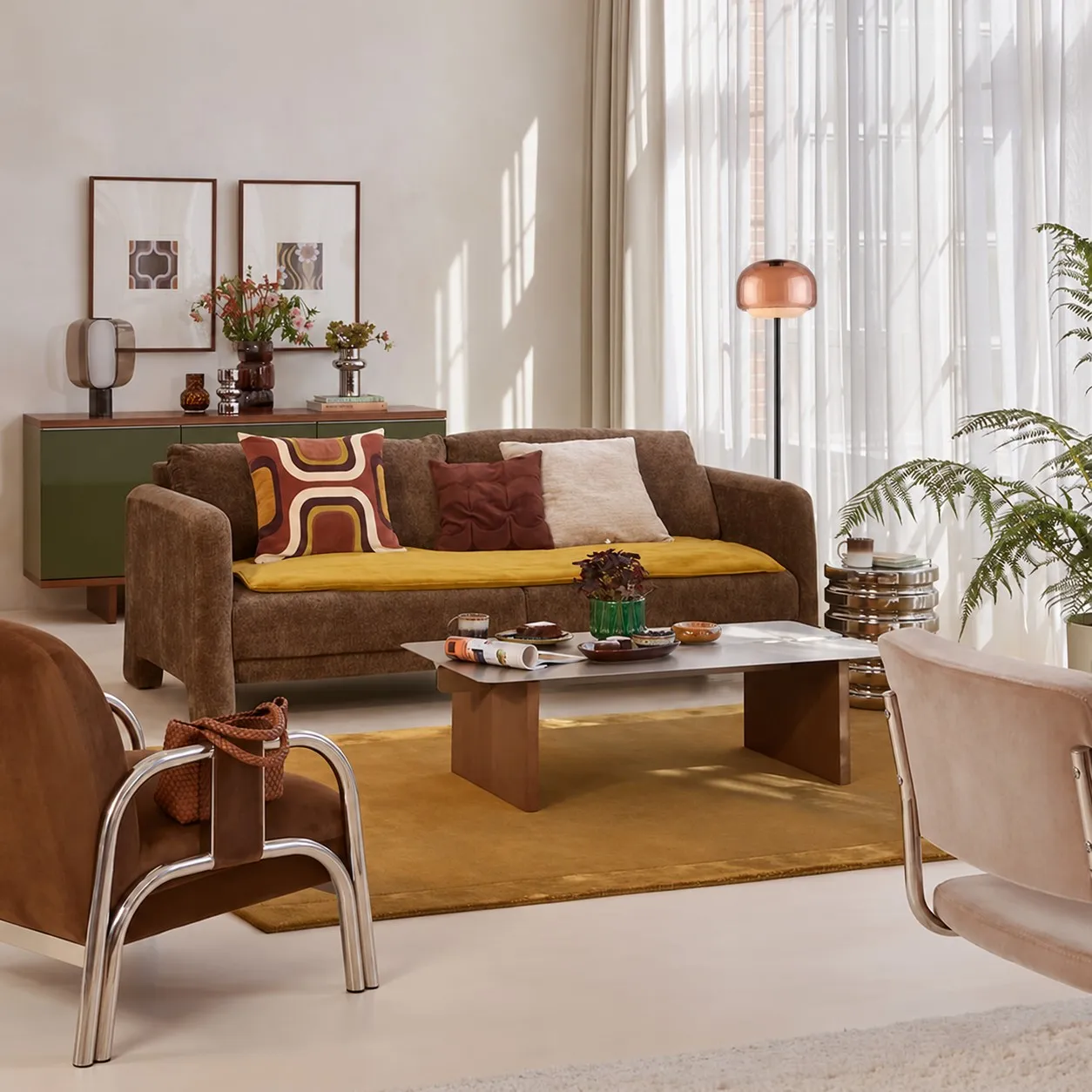 Nude floor lamp in a living room