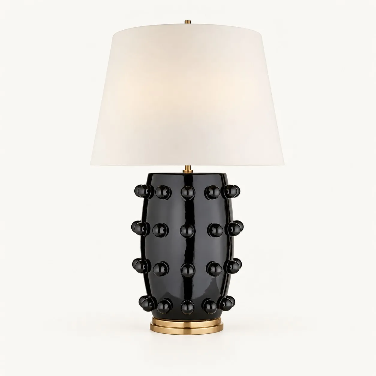 Black porcelain table lamp with raised dots