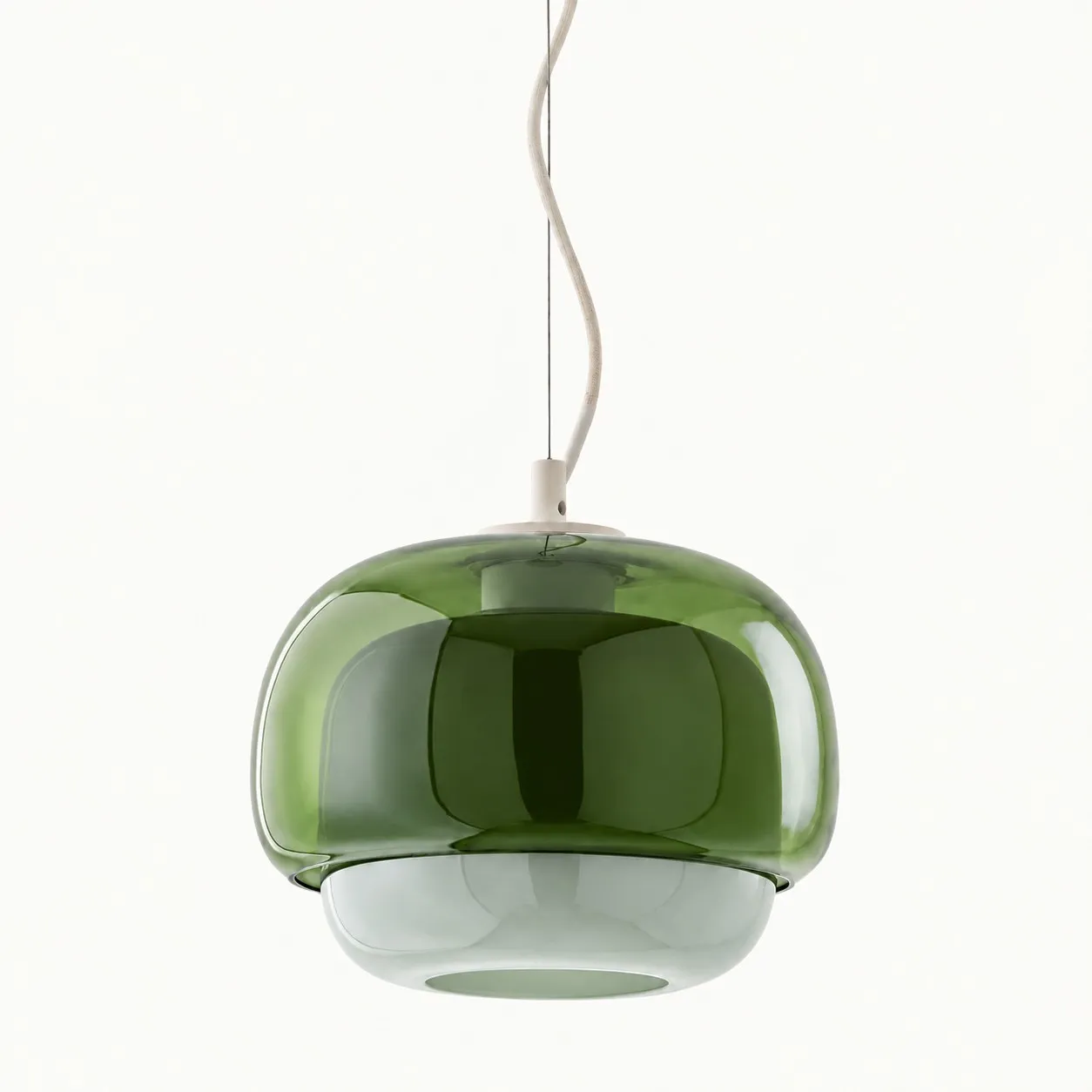 Sanae double-dome glass pendant in Gray Green