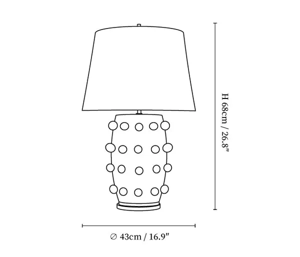 Dimension drawing of the table lamp
