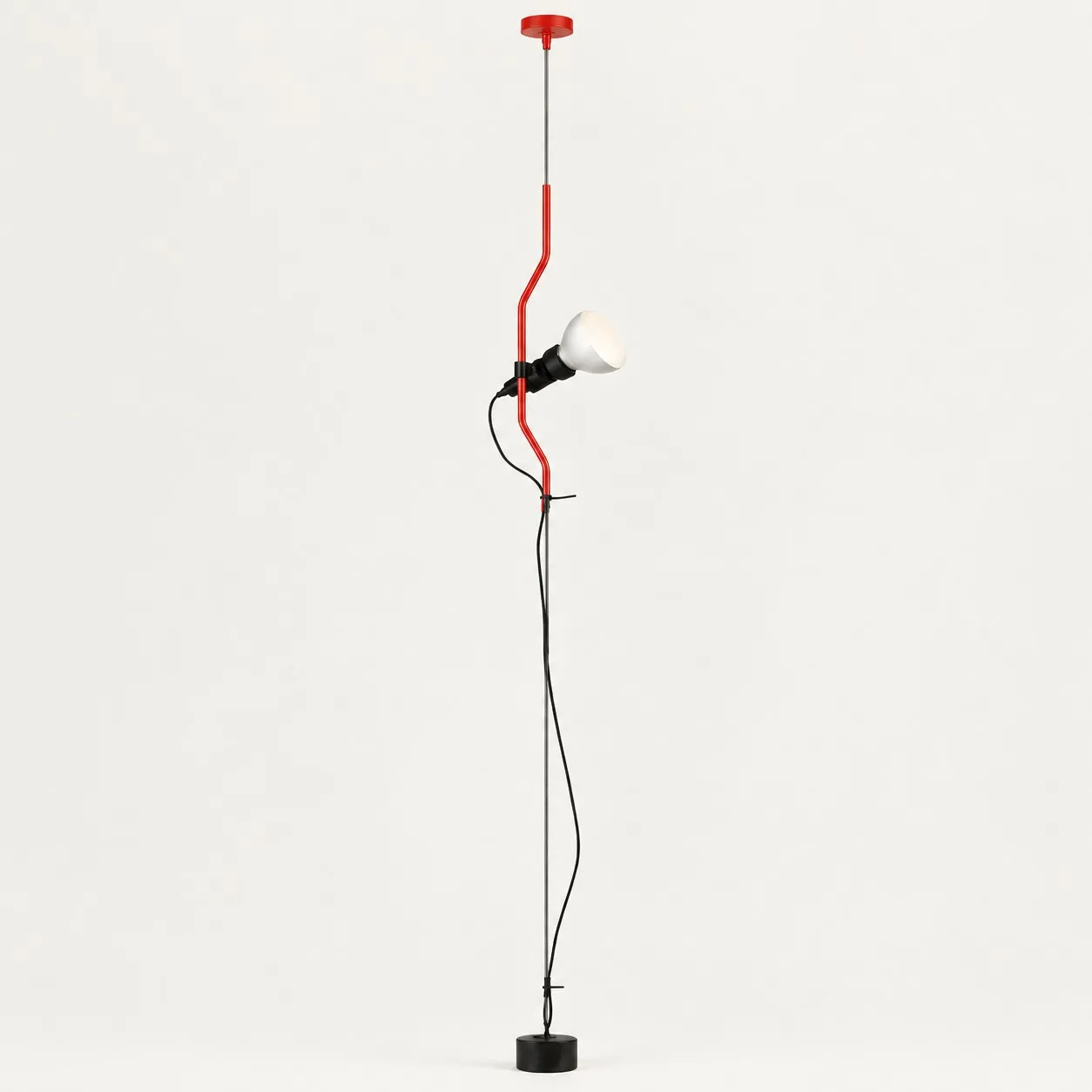 Red ceiling-to-floor lamp with one head