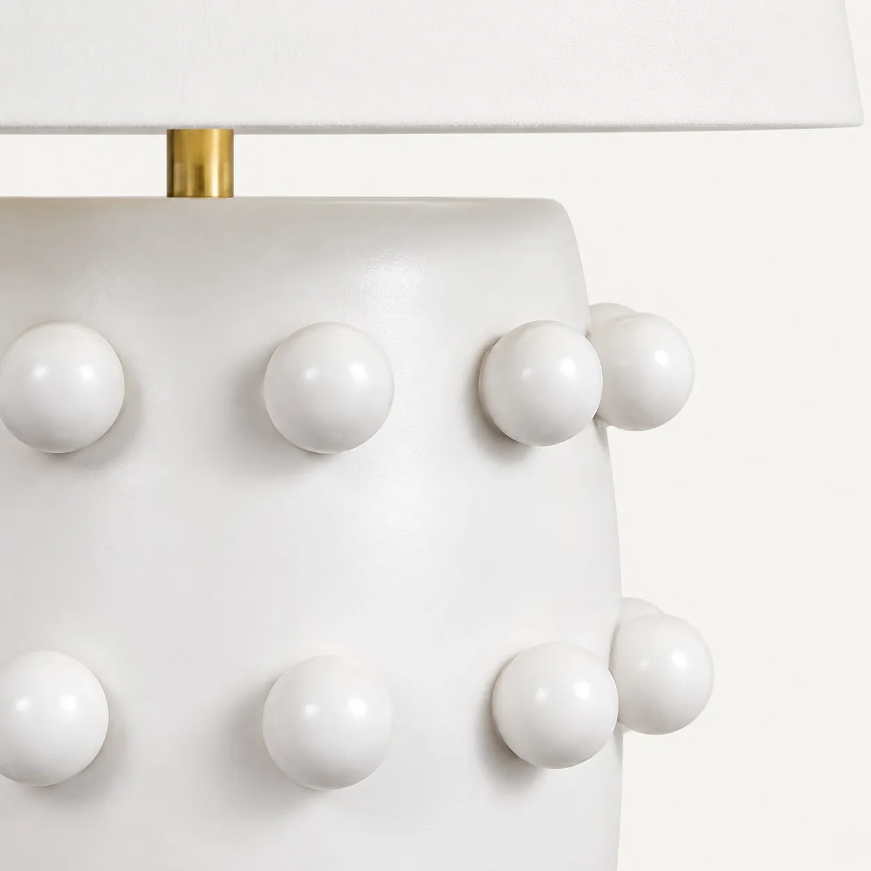 White fabric shade and gold neck