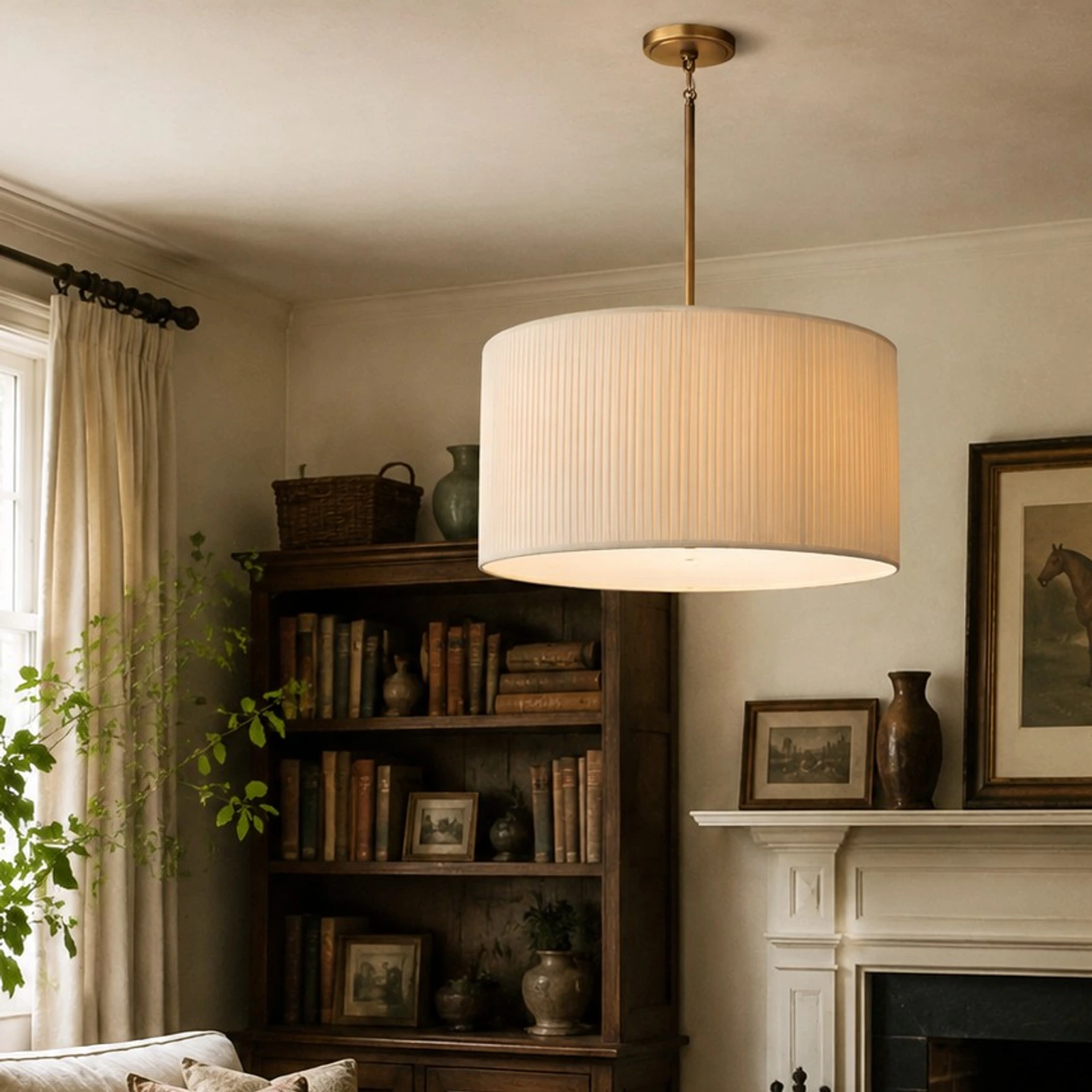 Dumora chandelier in a warm library room setting
