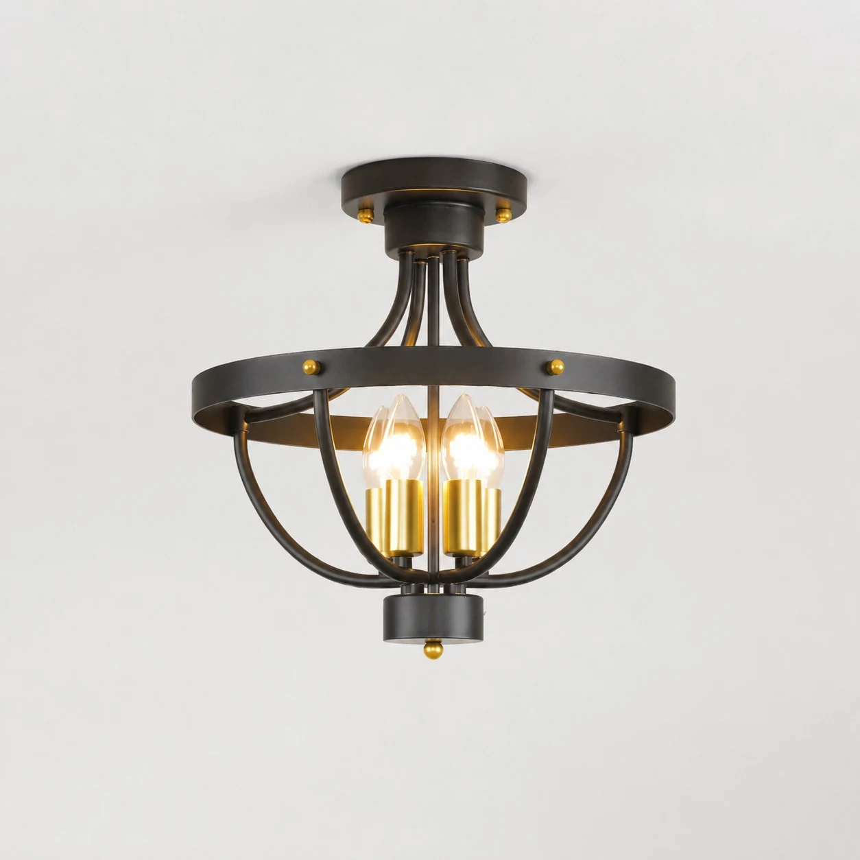 Black semi flush chandelier detail