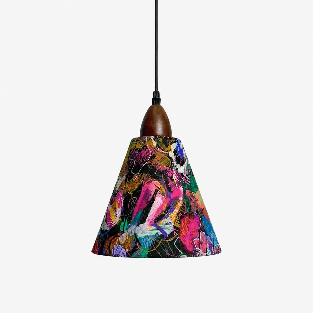 Pantalla colgante de tela pintada