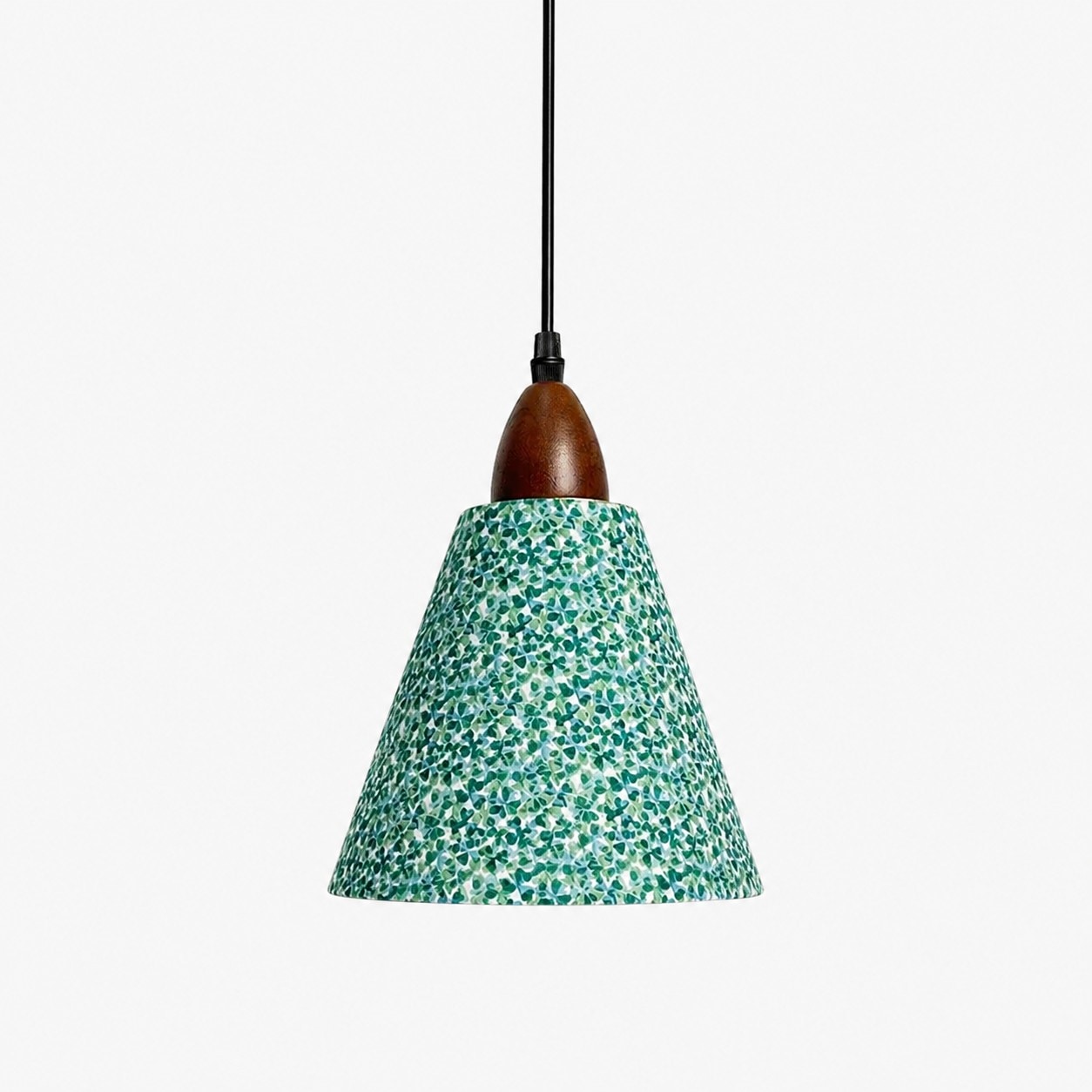 Pantalla colgante de tela con estampado floral naranja
